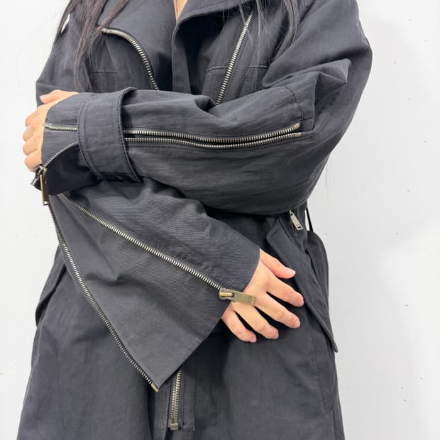 Time transform zip trench coat