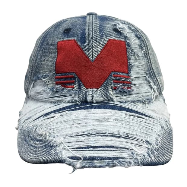 Mowalola 데님 디스트레스 캡