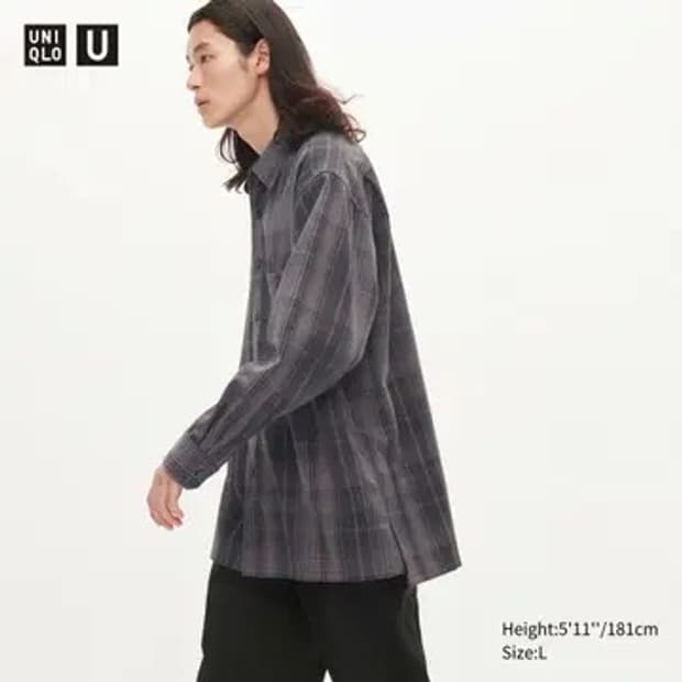 유니클로 u 플란넬 오버사이즈 체크셔츠 xl