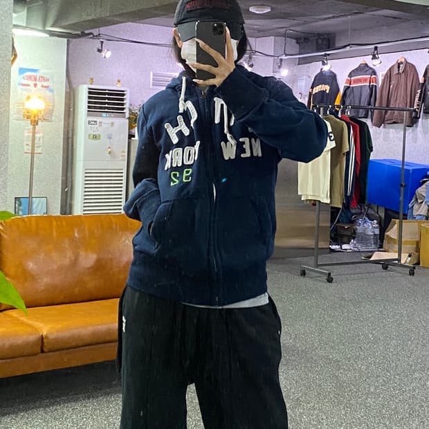 아베크롬비 아치 로고 후드집업 네이비 B5054