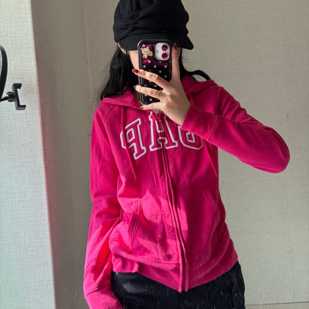 갭 핑크 후드집업