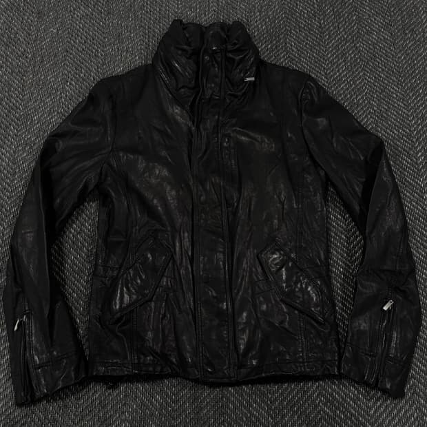 램스킨 히든후드 자켓 블랙