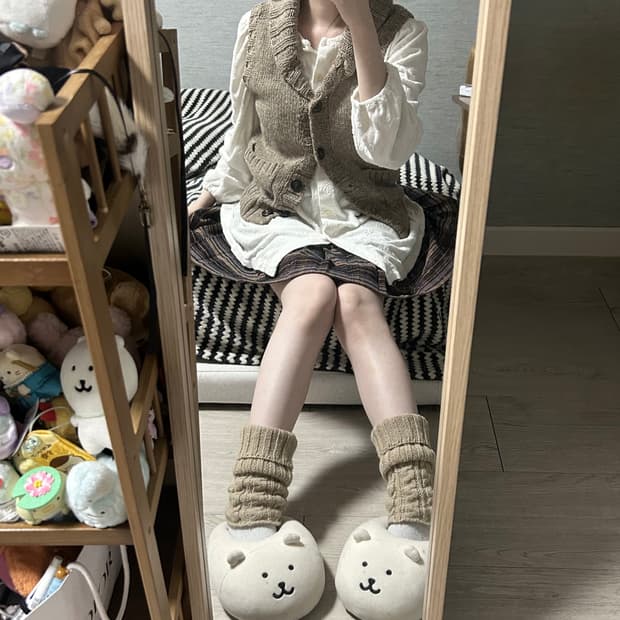 빈티지 모리 버튼 조끼 베스트