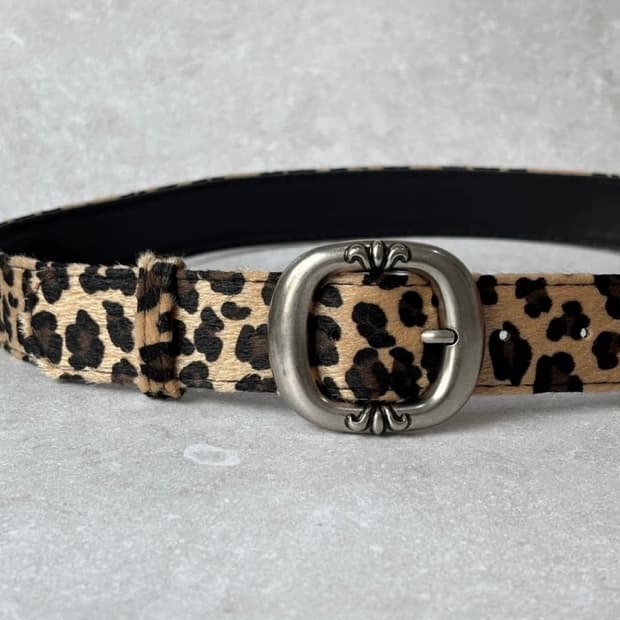 호피 레오파드 송치털 웨스턴 벨트