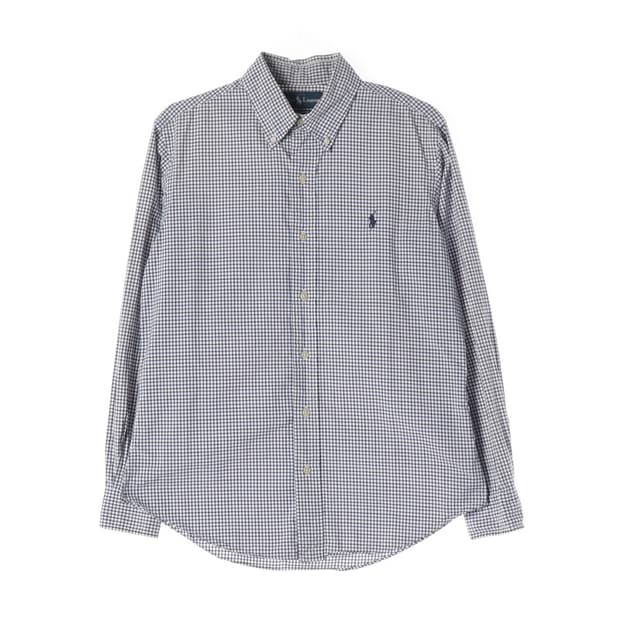 랄프로렌 커스텀핏 블루 체크 셔츠 M