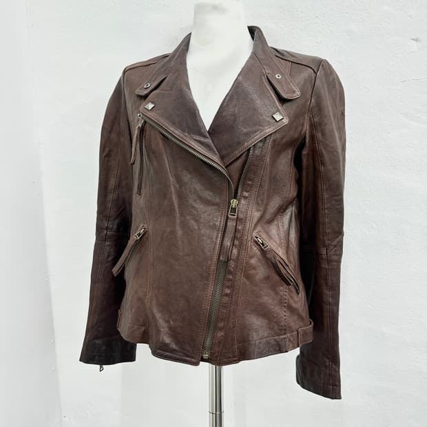 Lambs leather silver stud button jacket