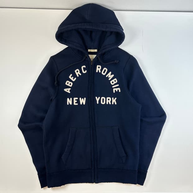 아베크롬비 스펠로고 후드집업 L 네이비 