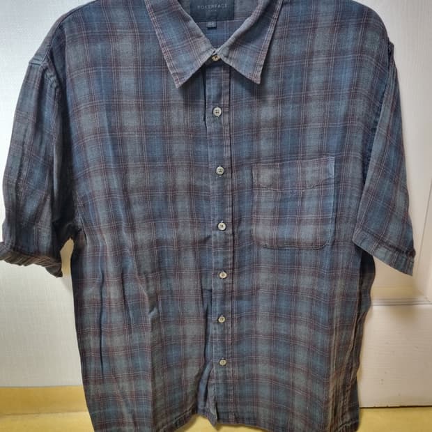 포커페이스 체크 반팔 셔츠 48사이즈