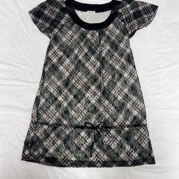 SHELLNA 체크 레이스 원피스