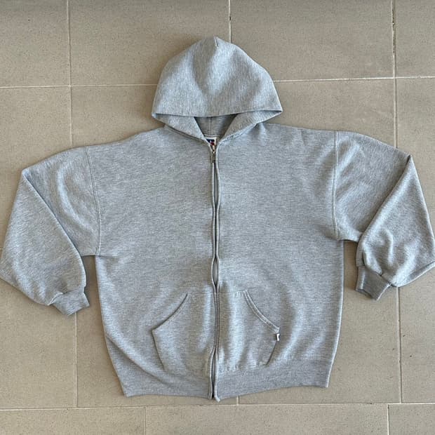 90s 빈티지 러셀 후드집업 그레이 XL USA