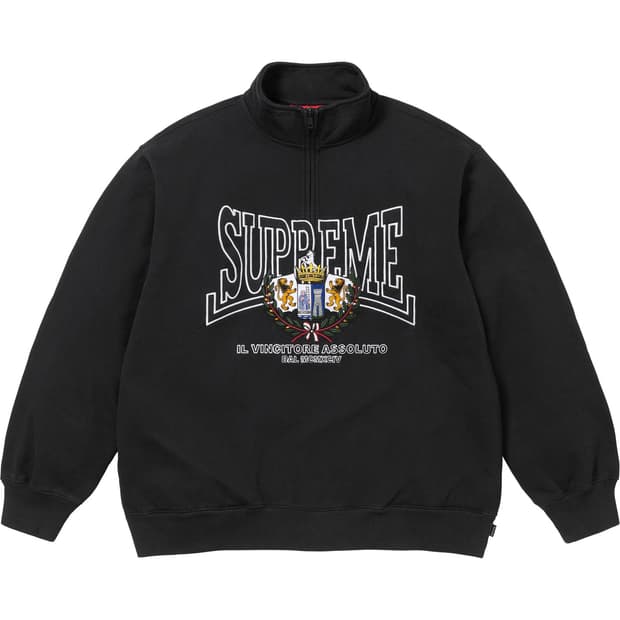 슈프림 크레스트 아플리케 하프 집 풀오버 블랙 - 25FW M 