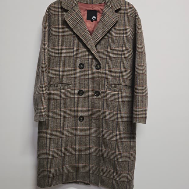 atti 올리비아 울 체크 롱코트 / 여유핏 감성코트