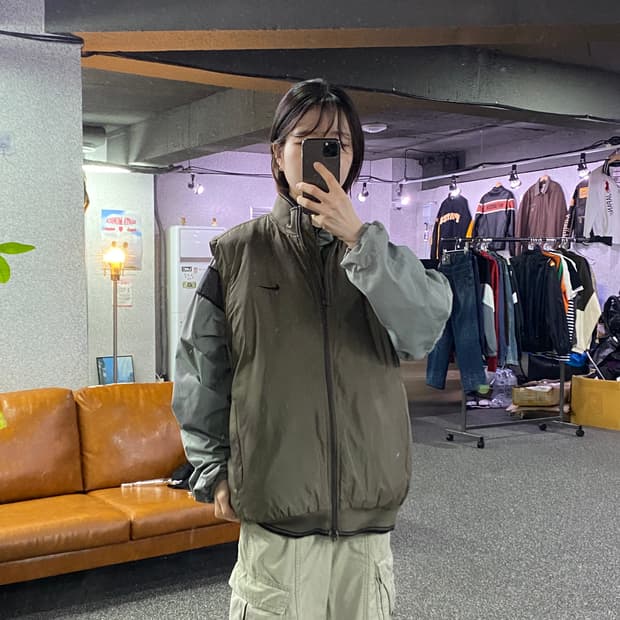 나이키 골프 스우시 나일론 카키 투웨이 베스트 B4740