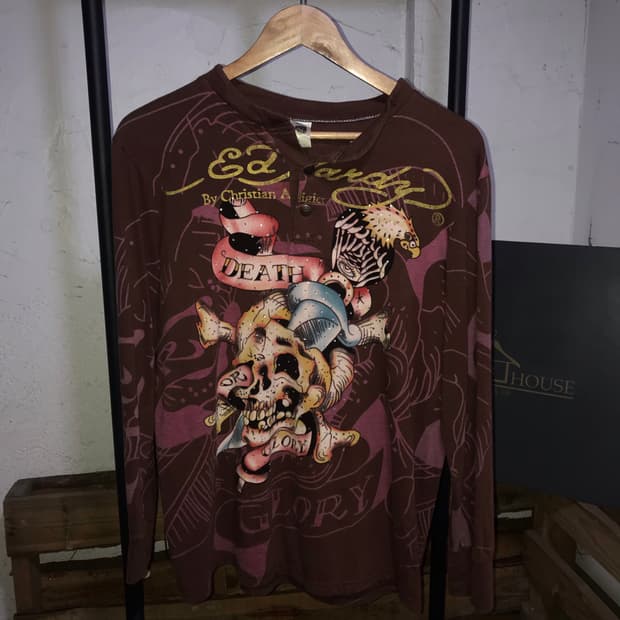 Ed Hardy Burgundy Long Sleeve