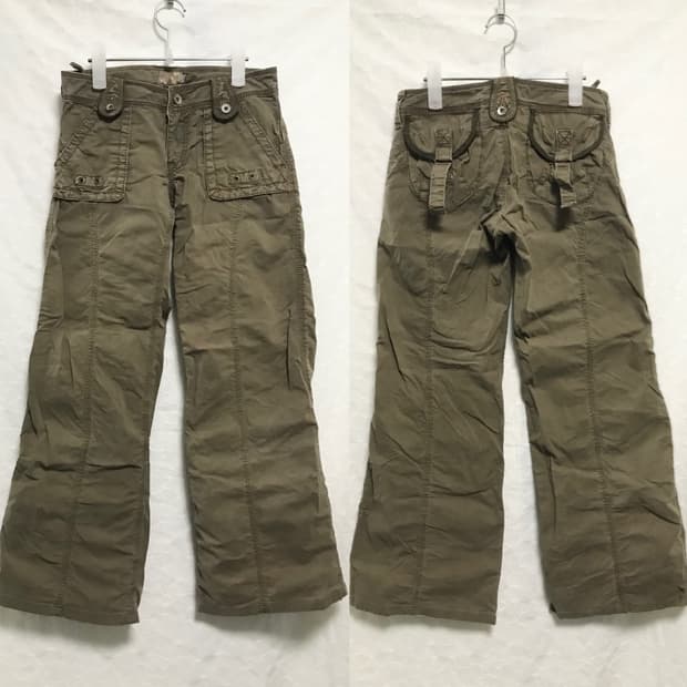 빈티지 y2k 그런지 스티치 포켓 코튼 팬츠