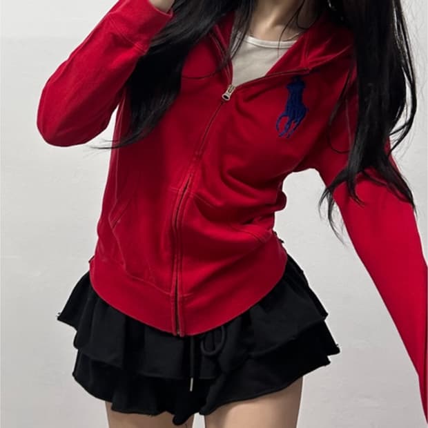 폴로 랄프로렌 빅포니 대대장 레드 후드집업 희귀져지