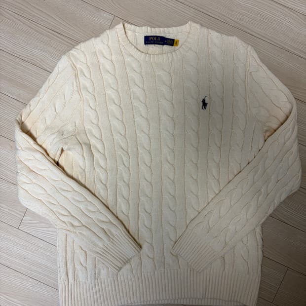 폴로 케이블 니트 아이보리
