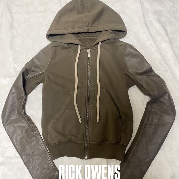 Rick Owens DRKSHDW Leather Sleeve Hoodie
