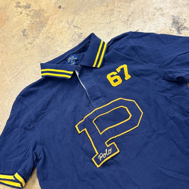 폴로 랄프로렌 하프 럭비 네이비 카라 반팔 티