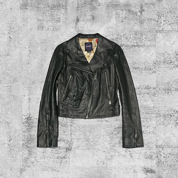 (icinoo) punk stud crop leather jacket 