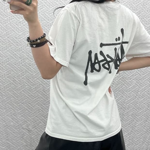 스투시 빈티지 피그먼트 다이드 화이트크림 반팔티 S C10995