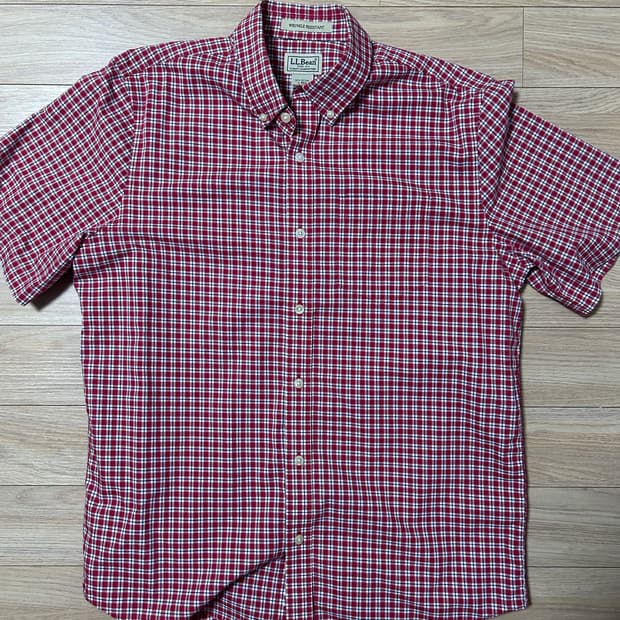 LL.bean 레드 체크 하프 셔츠