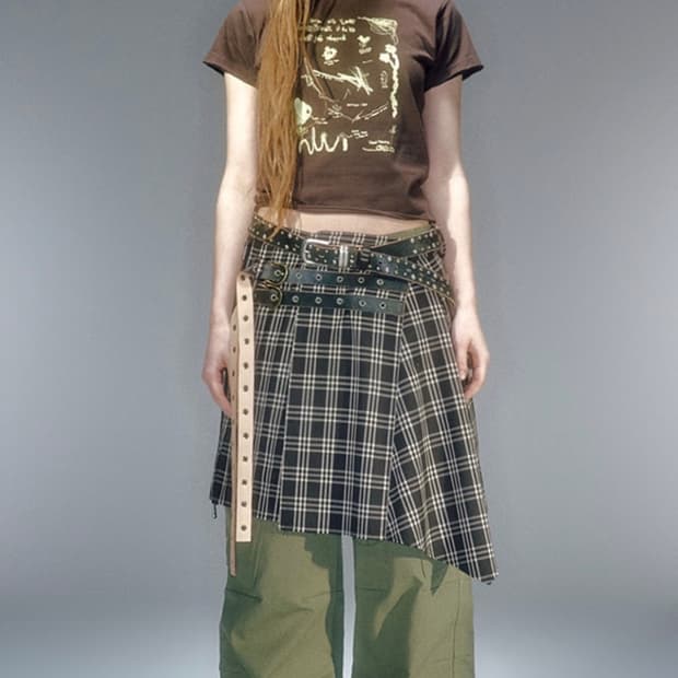 베이컨트 아카이브 CAESARS BUCKLE LAP SKIRT BROWN