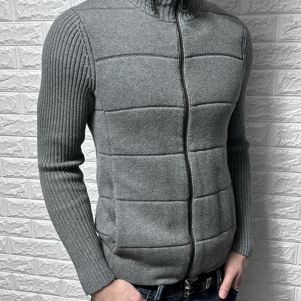 아르마니 익스체인지 후디드 니트 집업