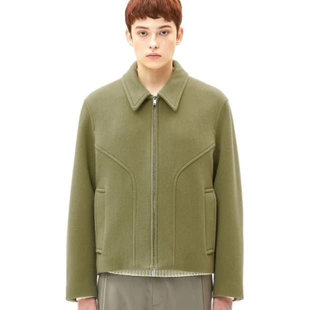 일꼬르소 옐로우그린 오버핏 미니멀 드리즐러 울 블루종 110