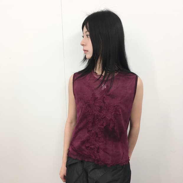 버건디 플라워 슬리브리스