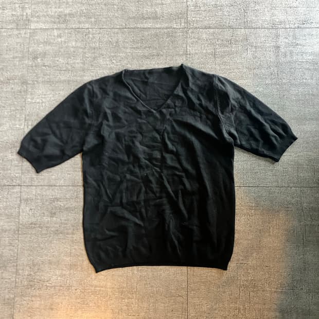 일본빈티지 핀터깔y2k 하구미모리걸 브이넥 반팔니트스웨터