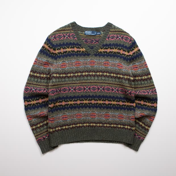 폴로 랄프로렌 알파카 울 페어아일 니트 스웨터 그린