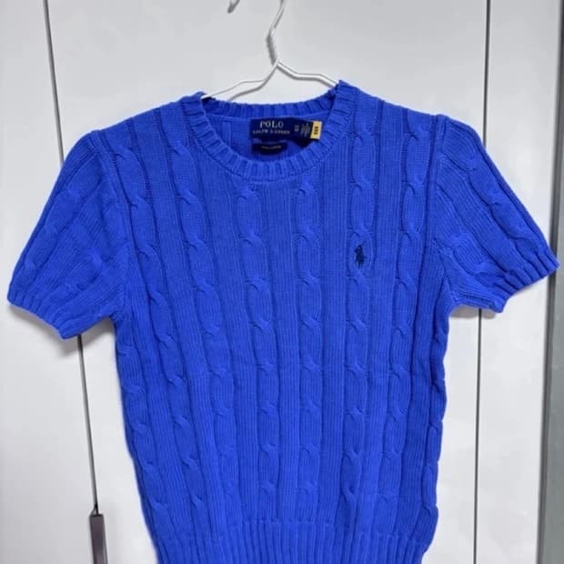 폴로 반팔 꽈배기 니트