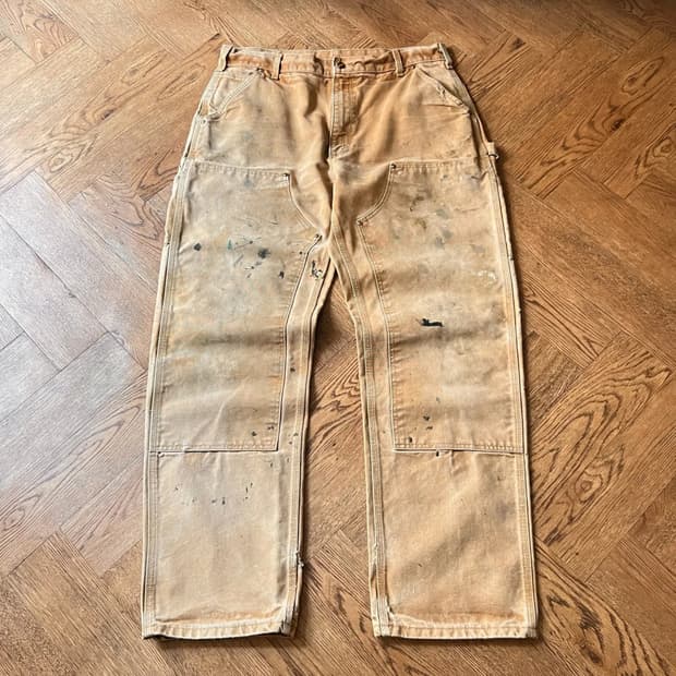 [36]칼하트 Made in USA 더티 페이딩 브라운 더블니 워크 팬츠