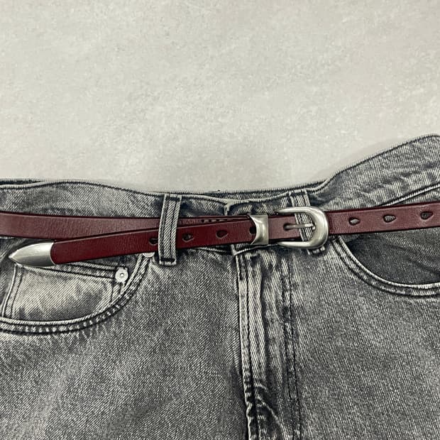 버건디 클래식 가죽벨트