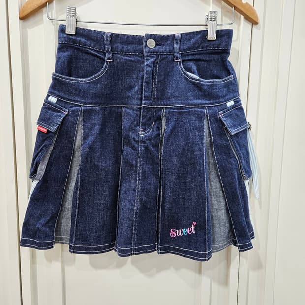 데님 플리츠 스커트 청치마