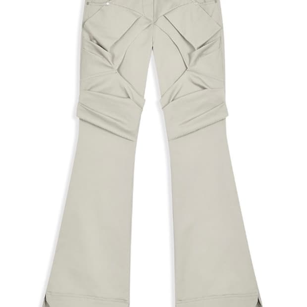 OPEN YY GATHERED BOOTCUT PANTS BEIGE