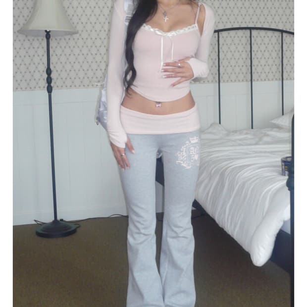 AN5 bootscut folded pants (pink)