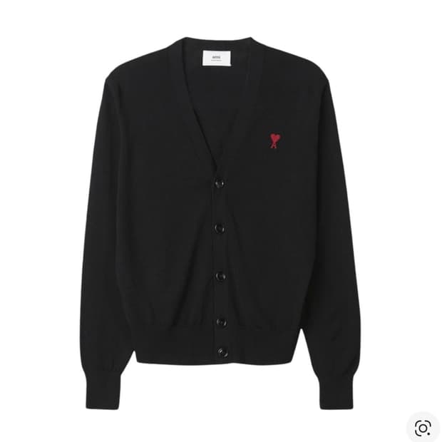 아미 스몰 하트 로고 블랙 가디건