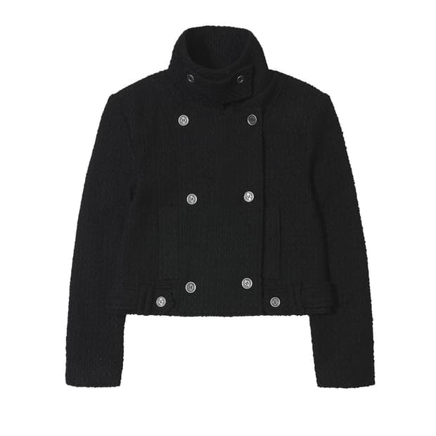 보헤미안서울 벨티드 하프 코트 트위드 블랙