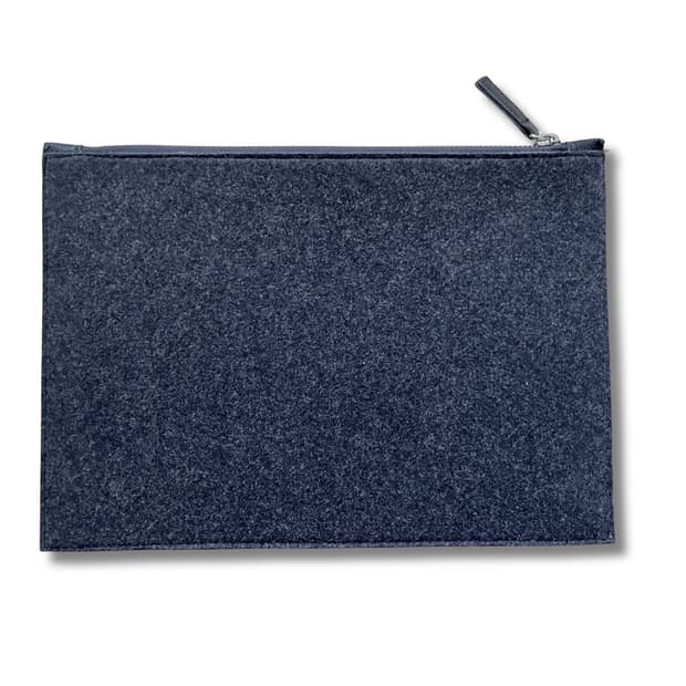Felt x Leather Basic Clutch • Charcoal