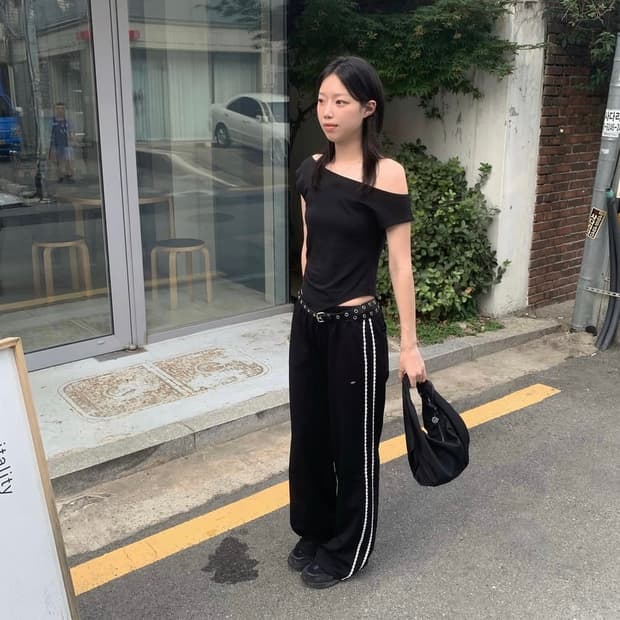 아일렛벨트 + 디어스토커 레이스 트랙 팬츠 써머블랙