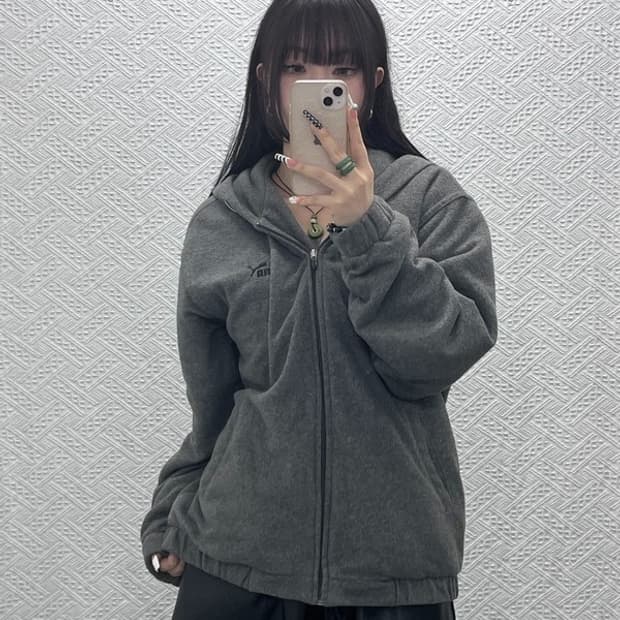 퓨마 캐주얼 빈티지 오버핏 후리스 후드집업 M C10430