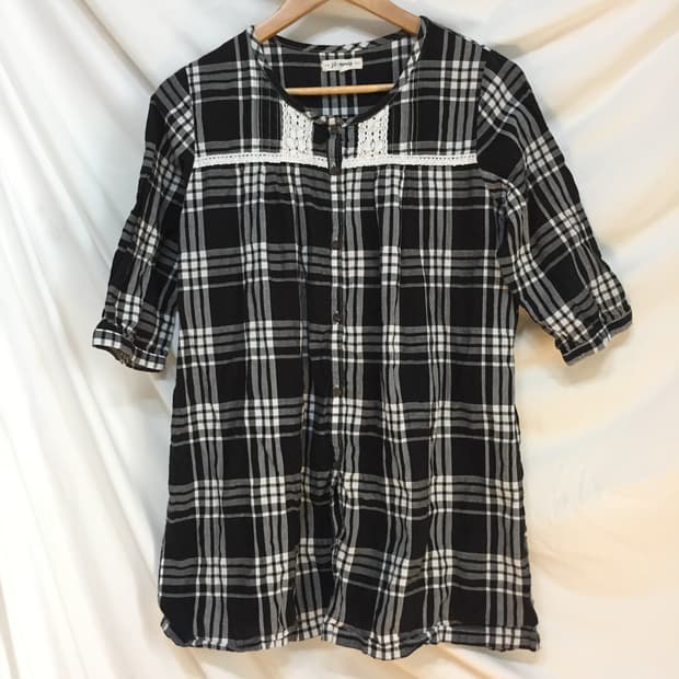 모리걸 레이어드 레이스체크원피스