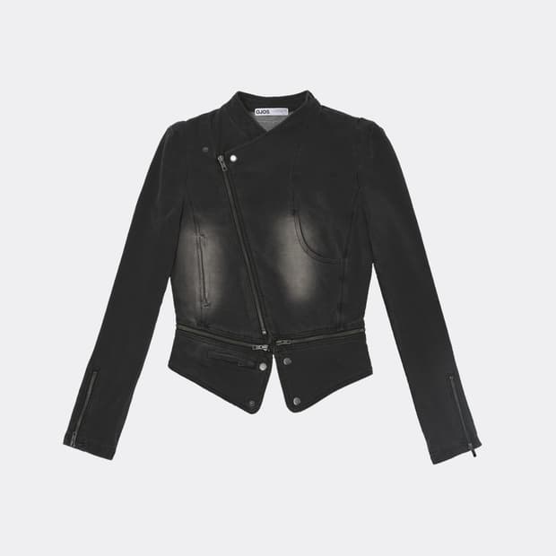 오호스 span denim rider jacket charcoal