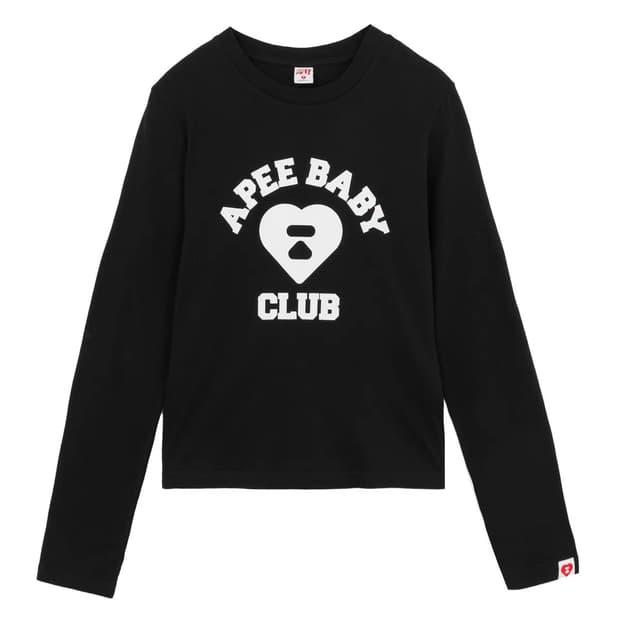 (오더) 베이프 APEE 여성 클럽 로고 티셔츠 블랙 BLACK