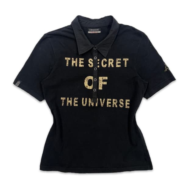 빈티지 KAPPA 레터링 하프 단추 반팔티