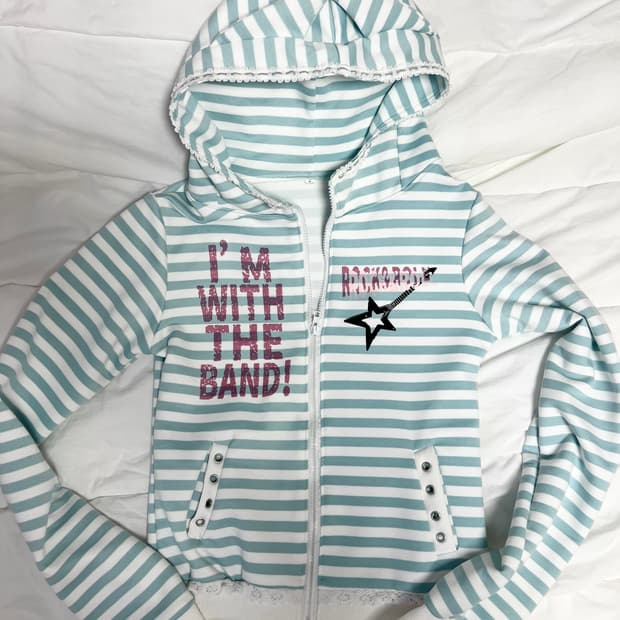 민트 스트라이프 후드집업 새상품