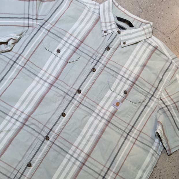 Carhartt 칼하트 말차라떼 체크반팔셔츠