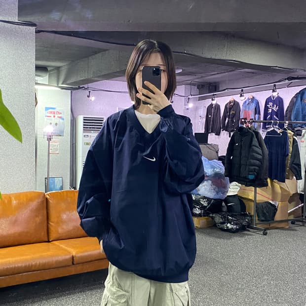 나이키 미들 스우시 네이비 웜업 B3242